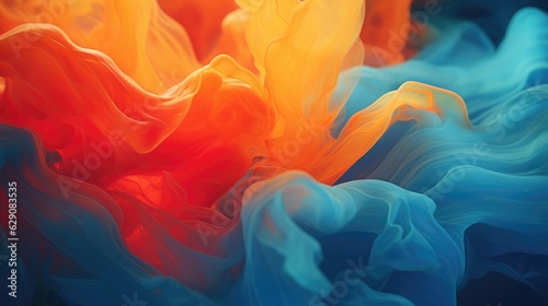 Fluid acrylic art with vibrant colors flowing into each other. Generative AI