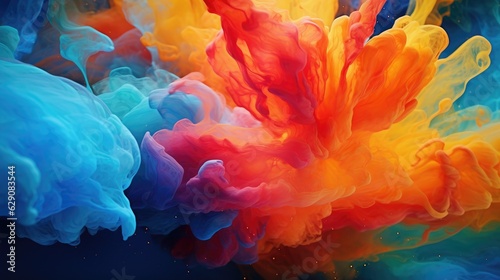 Fluid acrylic art with vibrant colors flowing into each other. Generative AI