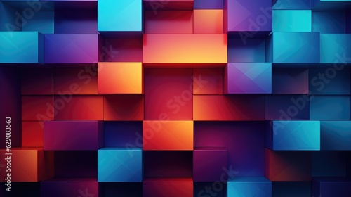 Geometrical patterns interplaying with a vibrant color gradient. Generative AI