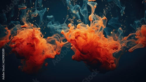 Ink drops in water creating mesmerizing forms. Generative AI