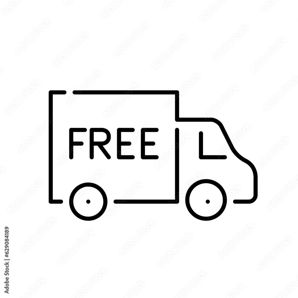 Free delivery. Online shopping. Truck shipment. Pixel perfect, editable stroke icon