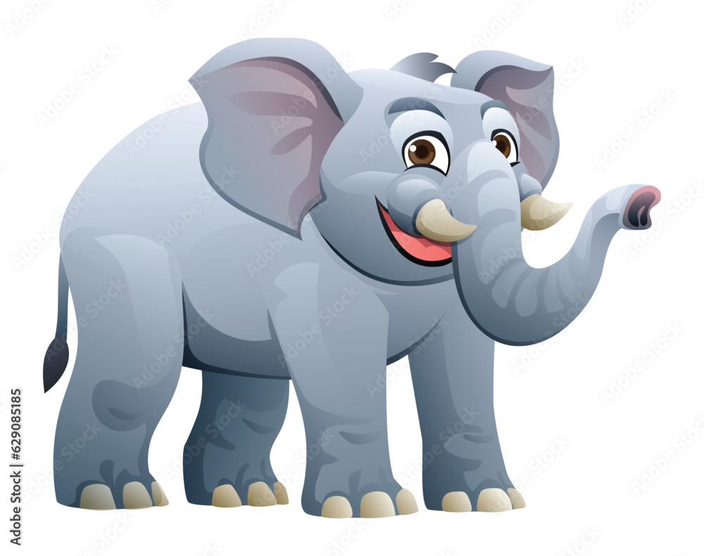 Obraz premium Cute elephant cartoon character illustration isolated on white background