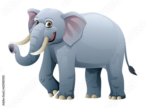 Happy elephant cartoon illustration isolated on white background