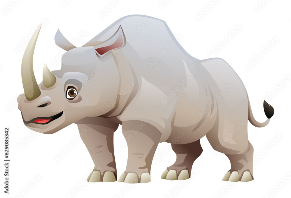 Cartoon rhino illustration isolated on white background