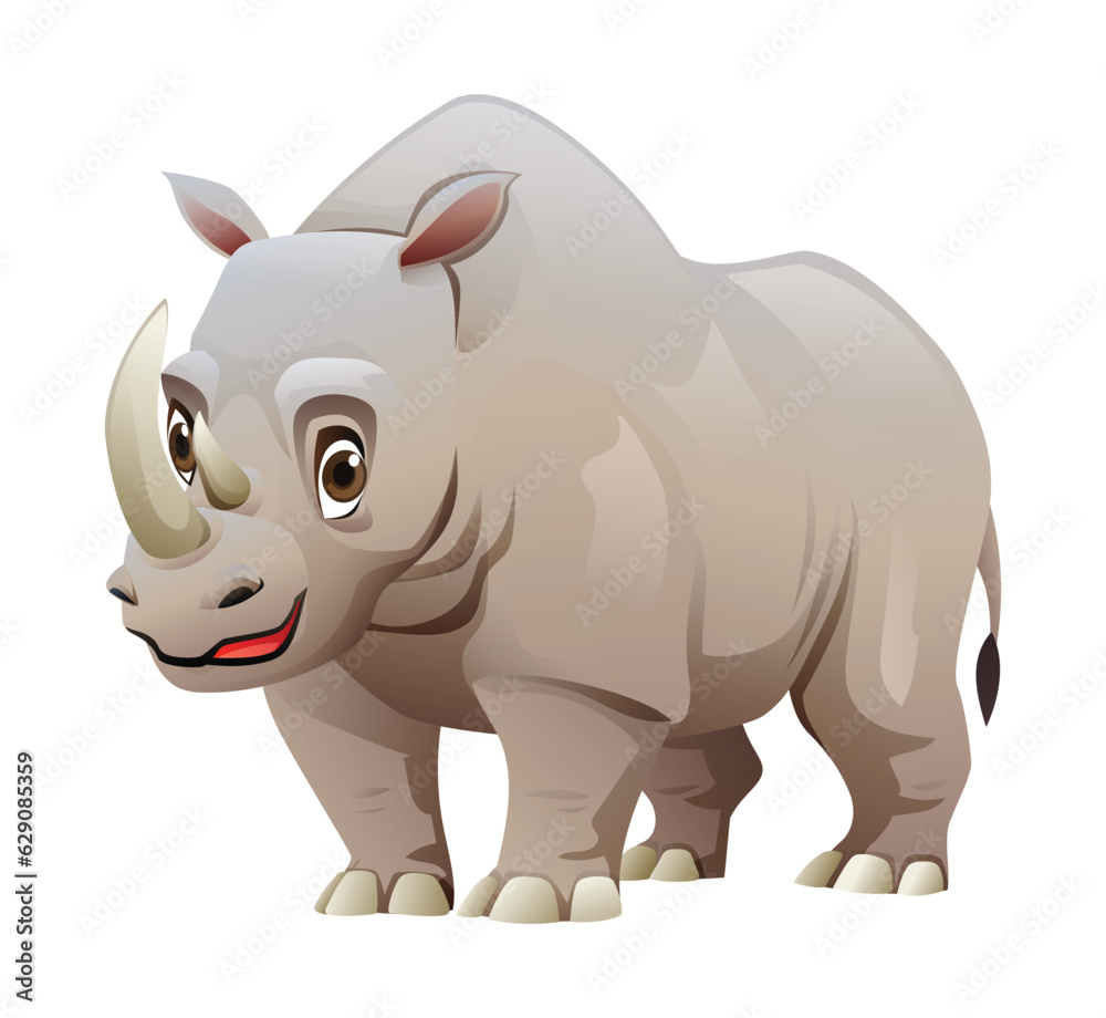 Rhino cartoon character illustration isolated on white
