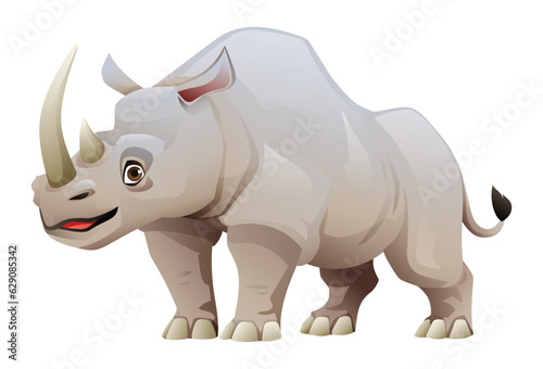 Cartoon rhino illustration isolated on white background © YG Studio