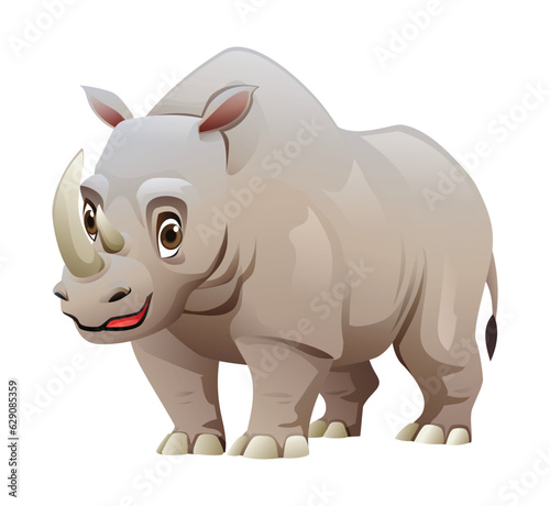 Rhino cartoon character illustration isolated on white