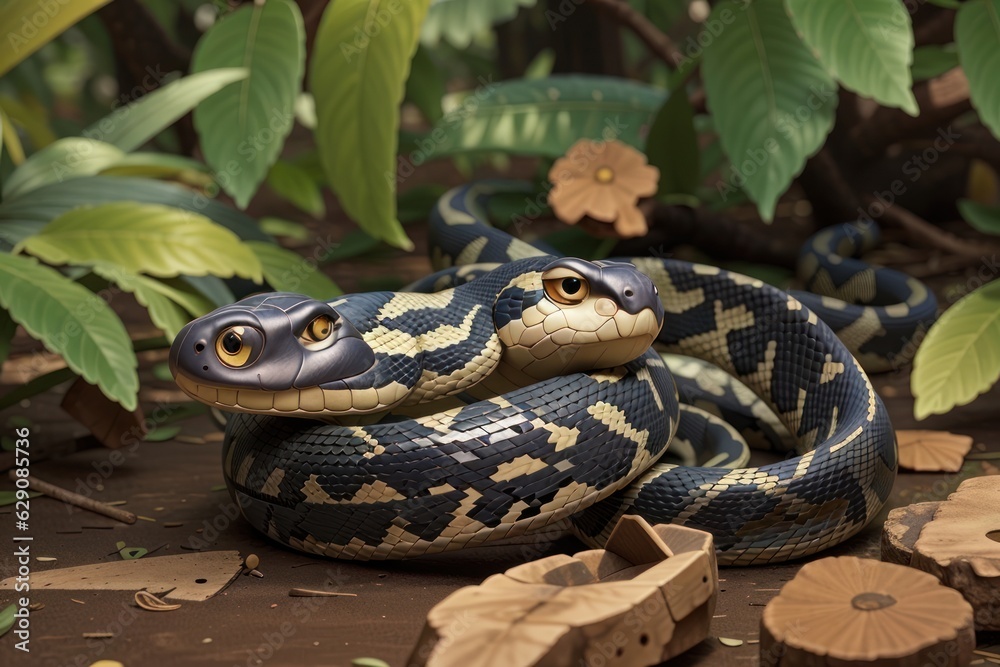 A royal python in the jungle of Borneo, Malaysia.
A royal python in the jungle of Borneo, Malaysia.