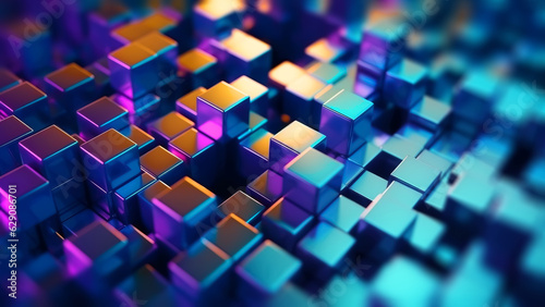Iridescent Neon Cubes Background