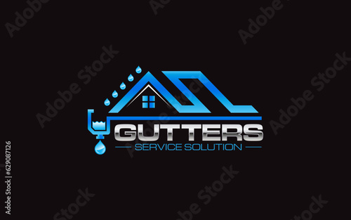 Illustration graphic vector of gutter installation and service repair solutions logo design template