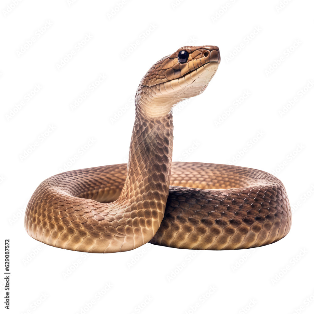 A brown snake on a white background. isolated on white. Transparent PNG. Generative AI A brown snake on a white background. isolated on white. Transparent PNG. Generative AI