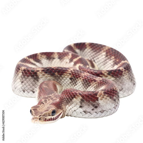 A brown and white snake on a white background. isolated on white. Transparent PNG. Generative AI