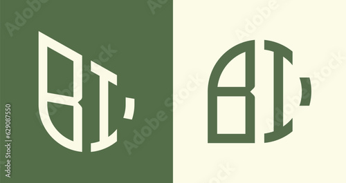 Creative simple Initial Letters BI Logo Designs Bundle.