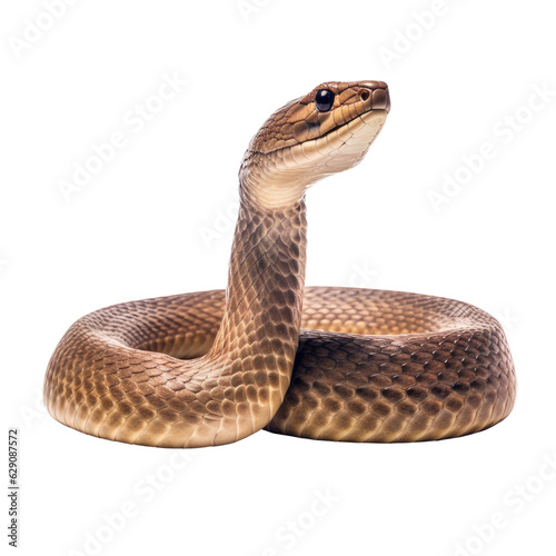A brown snake on a white background. isolated on white. Transparent PNG. Generative AI