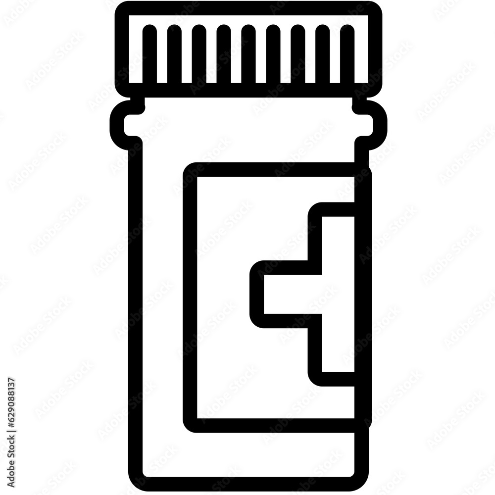 Digital png illustration of medication flask on transparent background