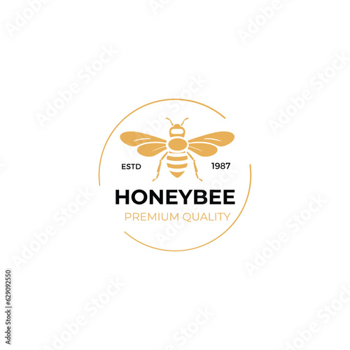 vintage honey Bee animals logo template illustration vector