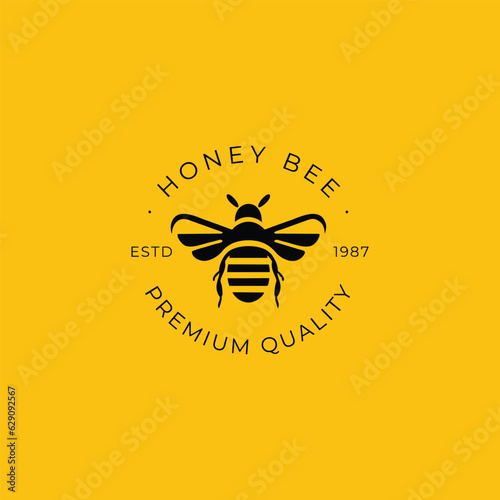 vintage honey Bee animals logo template illustration vector