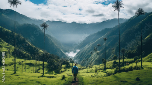 Hiking Adventure in Cocora Valley: Discover the Breathtaking Beauty of Colombia's Cocora Valley on a Lush Hike, Surrounded by Towering Wax Palms and Stunning Landscapes
 photo