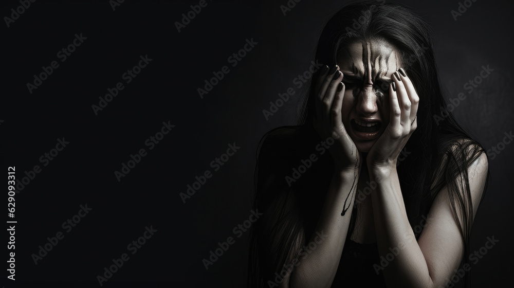 Unhappy young woman bad mood irritated problem raise eyebrow isolated on pink color background