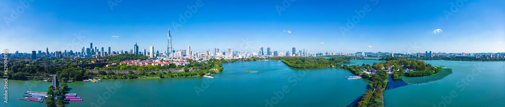 Aerial photo of Xuanwu Lake, Nanjing, Jiangsu Province, China