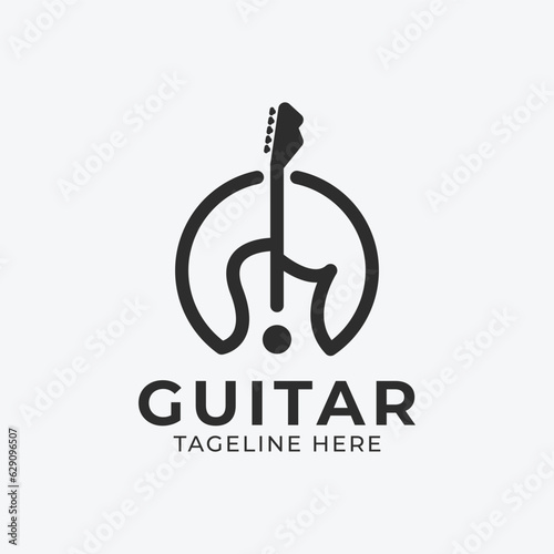 guitar logo icon design vector template, simple guitar vintage icon.