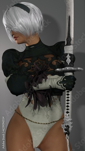 Obraz na płótnie Nier Automata Yorha 2b Cosplay with DAZ Studio
