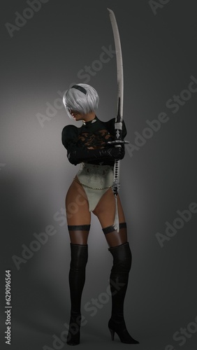 Nier Automata Yorha 2b Cosplay with DAZ Studio photo