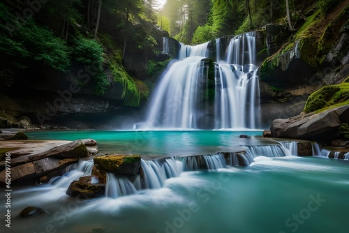 waterfall in the jungle generated by AI technique