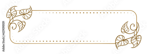 Vector horizontal rectangle dotted frame with ivy leaves decoration