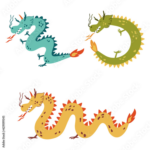 Chinese new year 2024 the dragon zodiac sign set