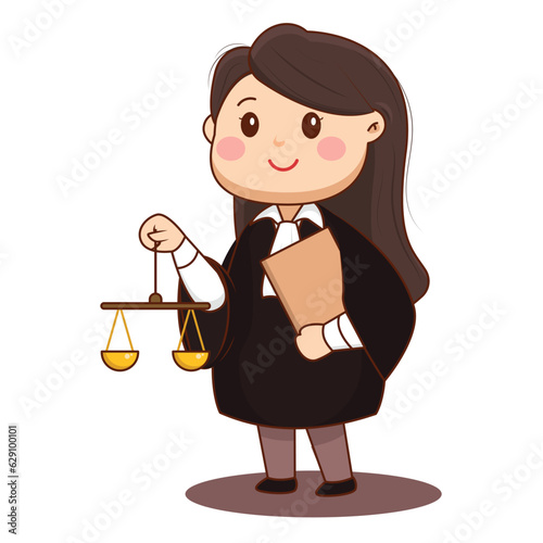 Cute Cartoon Female Attorneys in Court