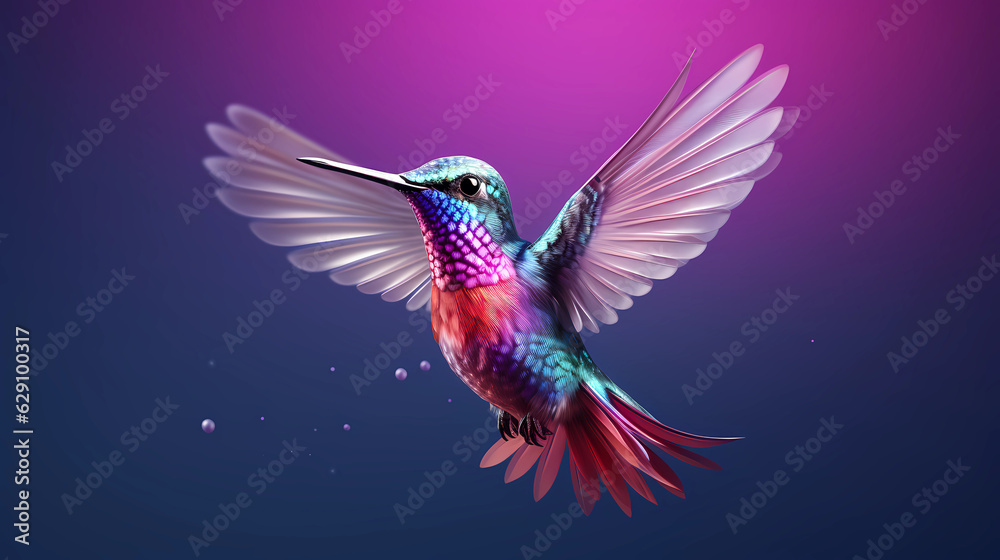 Hummingbird 3D cute simple background