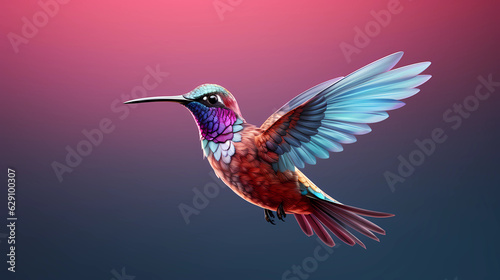 Hummingbird 3D cute simple background photo