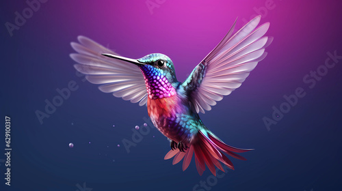 Hummingbird 3D cute simple background © ginstudio