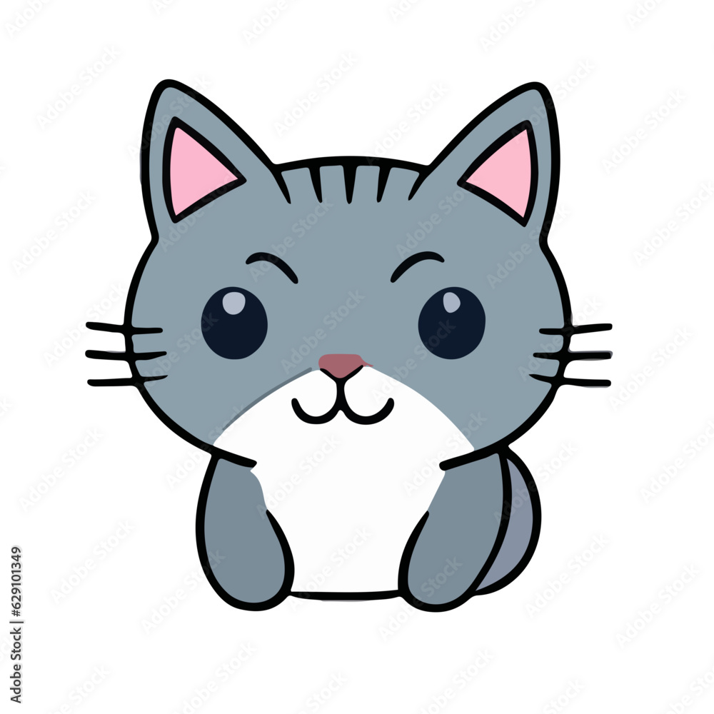 Obraz premium cute cat face cartoon vector 