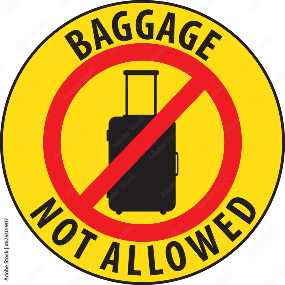 Baggage not allowed sign sticker vector, No baggage allowed round