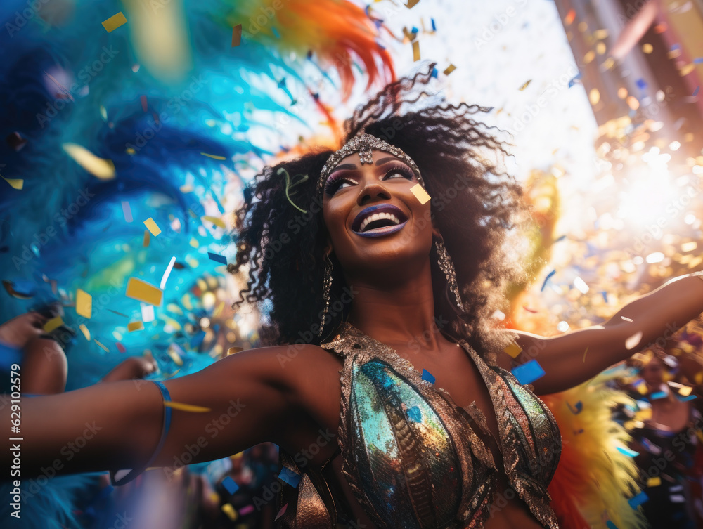 Vibrant Carnival Rhythms. Dancers in Exotic Feather Costumes at the Brazilian Carnival. AI Generative Vibrant Carnival Rhythms. Dancers in Exotic Feather Costumes at the Brazilian Carnival. AI Generative