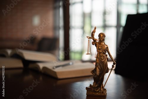 scales of justice on judges desk. law educational of jurisprudence  constitution and governance, photo