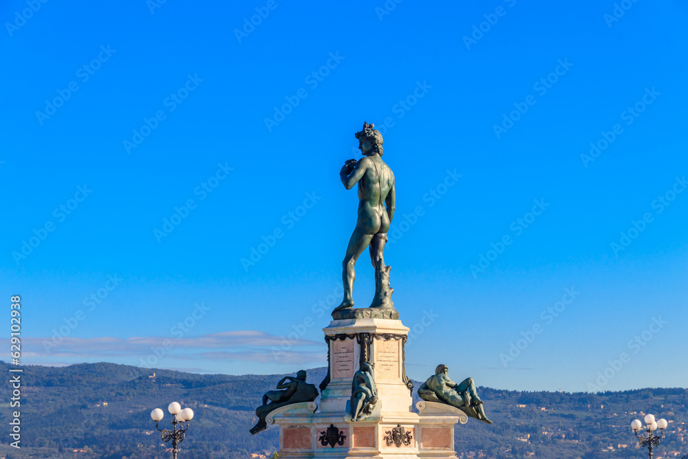 Bronze copy of Michelangelo's David on Michelangelo Hill in Florence, Italy
