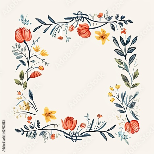 Flower Shaped Border Frame Generative AI