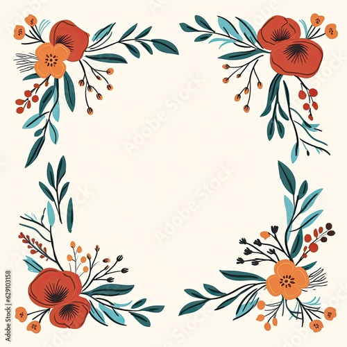 Flower Shaped Border Frame Generative AI