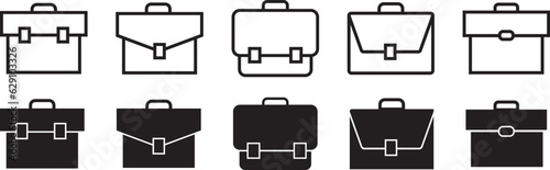 Briefcase vector icon set Office case