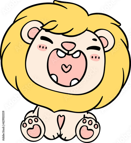 cute baby lion roar cartoon doodle with wide opened mouth roaring charming and innocent illustration of a playful cub.