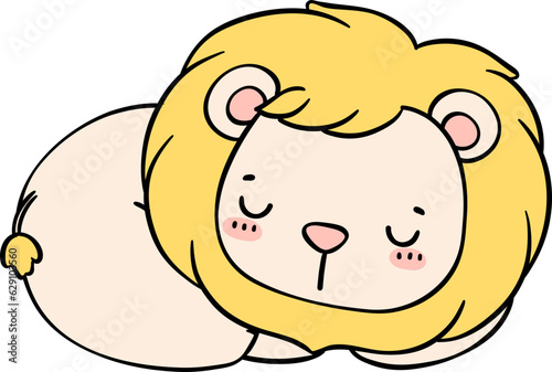 cute baby lion sleeping cartoon doodle is a charming and innocent illustration of a playful cub.