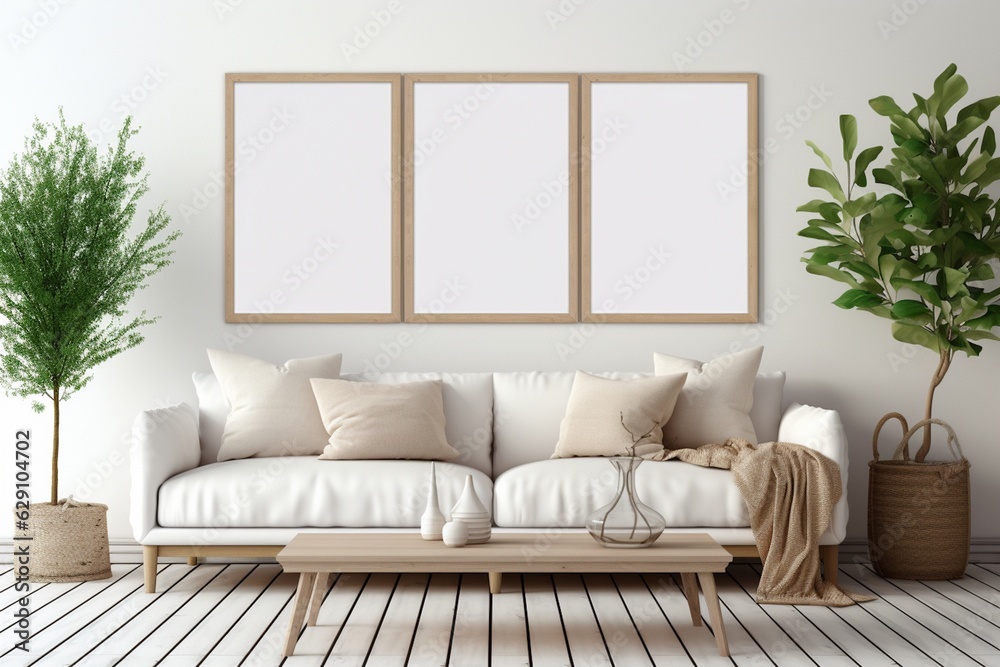 Fototapeta premium Ultra Realistic Farmhouse Style Living Room Interior Created with Generative AI