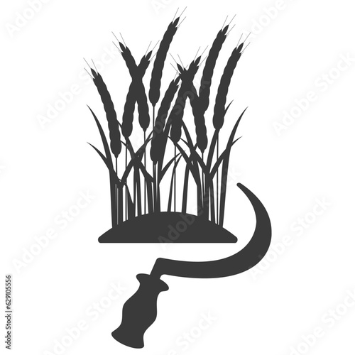 Harvesting grain crops glyph icon isolated on white background.Vector illustration.