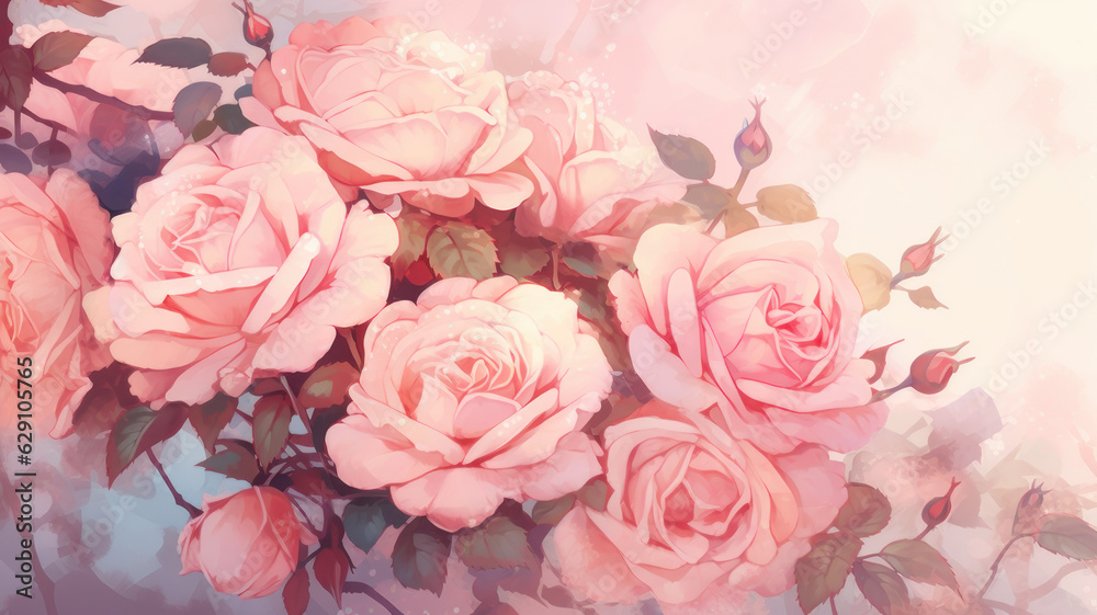 bouquet of pink roses, Generative AI bouquet of pink roses, Generative AI