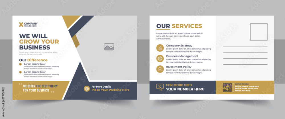 Corporate postcard design template. amazing and modern postcard design set