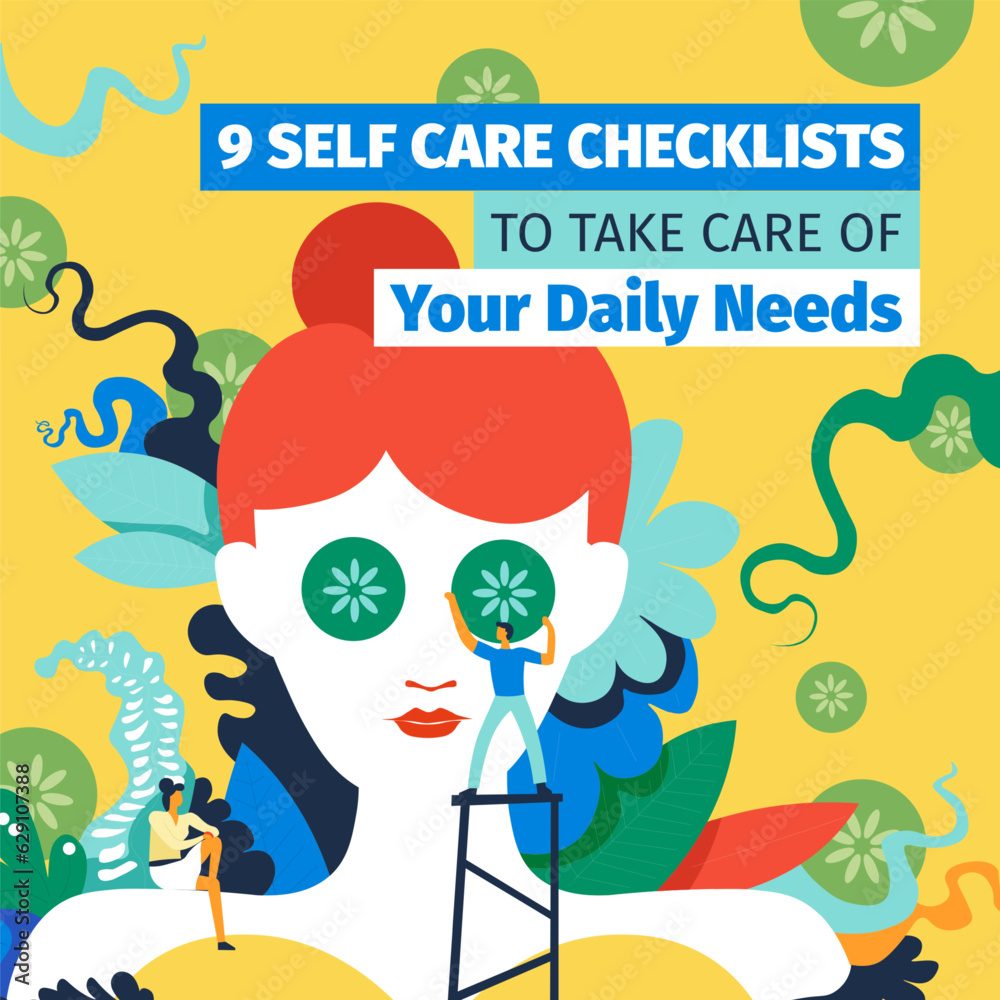 Fototapeta premium Self care checklists for female daily needs vector