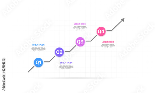 4 quarters with the arrow report template. Business presentation. Infographic design. Vector illustration.